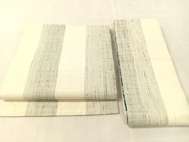 平和屋着物●染色作家 小溝一夫 両面 つけ帯 紬地 吉祥間道 正絹 逸品 CABK4644vp