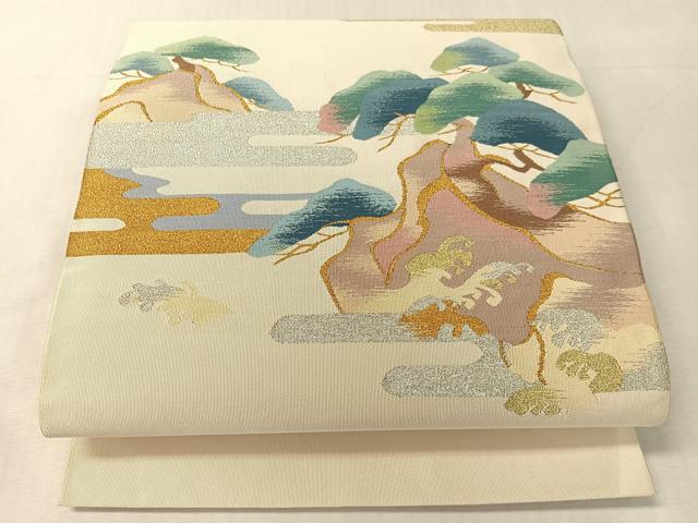 平和屋着物●爪掻き本綴れ 八寸名古屋帯 浜松文 金銀糸 正絹 逸品 未使用 CABK4653vp
