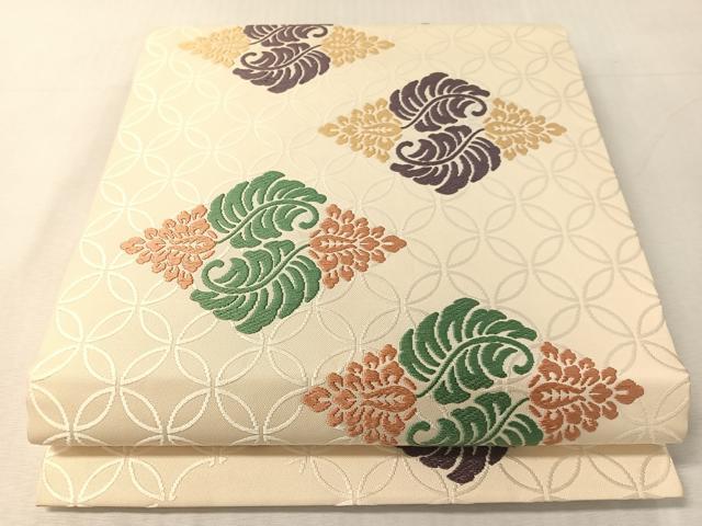 平和屋着物●俵屋 人間国宝 喜多川平朗 有職織物 九寸開き名古屋帯 唐織 花菱文 正絹 逸品 CABK4658vp