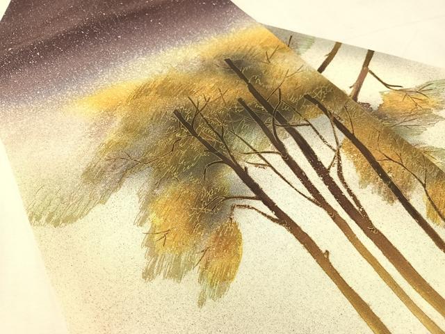 平和屋着物●塩瀬 九寸名古屋帯 草木文 金彩 正絹 逸品 CABK4663vp