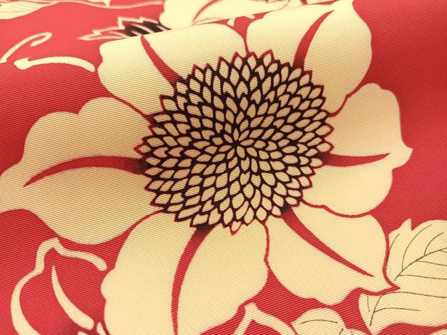 平和屋着物●塩瀬 全通柄 九寸名古屋帯 型染め 草花文 正絹 逸品 CABK4664vp