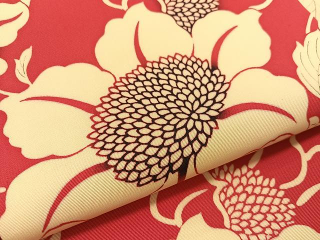 平和屋着物●塩瀬 全通柄 九寸名古屋帯 型染め 草花文 正絹 逸品 CABK4664vp