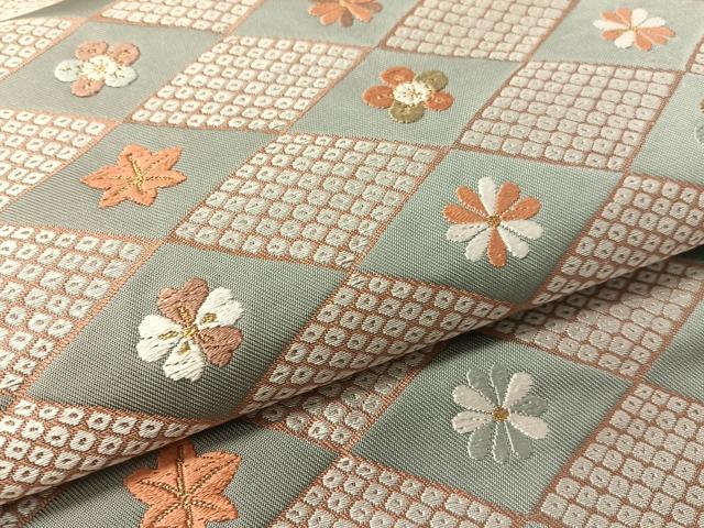 平和屋着物●九寸名古屋帯 唐織 菱花文 金糸 正絹 逸品 CABK4669vp
