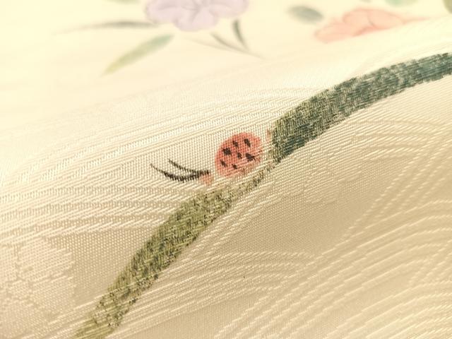 平和屋着物●九寸名古屋帯 作家物 手描き 草花文 正絹 逸品 CABK4673vp