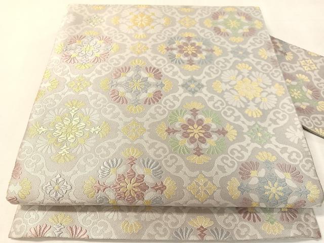 平和屋着物●全通柄 九寸名古屋帯 唐織 菱花文 金糸 正絹 逸品 CABK4690vp