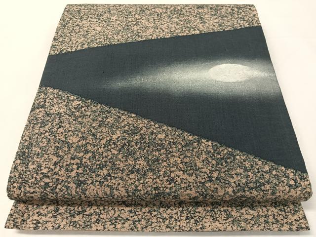 平和屋着物●太鼓柄袋帯 紬地 抽象文様 銀彩 正絹 逸品 CABK4695vp