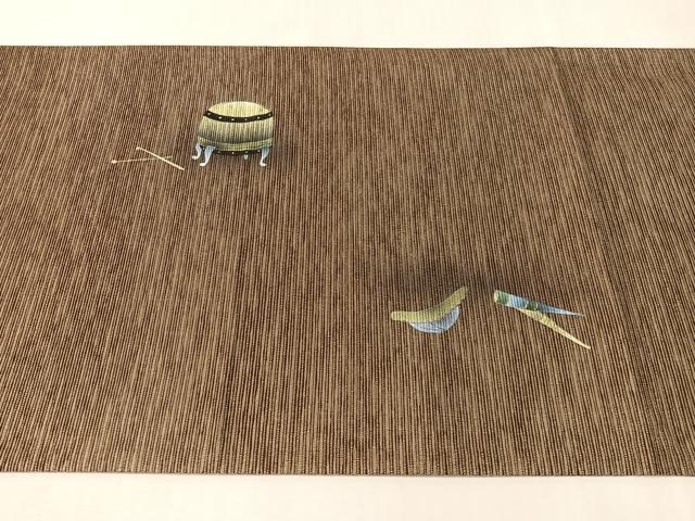 平和屋着物●両面 太鼓柄袋帯 手描き 紙布 兎 金彩 正絹 逸品 未使用 CABK4697vp