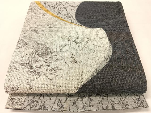 平和屋着物●六通柄袋帯 櫛織 幾何学文様 金糸 正絹 逸品 CABK4704vp