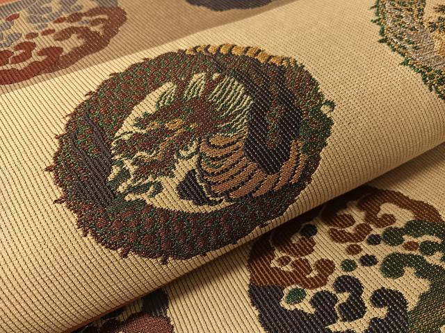 平和屋着物●六通柄袋帯 雲龍丸文 金銀糸 正絹 逸品 CABK4709vp