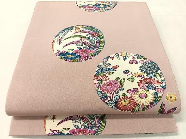 平和屋着物●全通柄 京袋帯 型染め 草花丸文 正絹 逸品 CABK4714vp