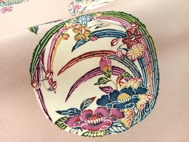 平和屋着物●全通柄 京袋帯 型染め 草花丸文 正絹 逸品 CABK4714vp
