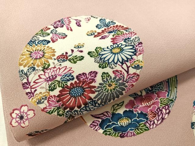 平和屋着物●全通柄 京袋帯 型染め 草花丸文 正絹 逸品 CABK4714vp