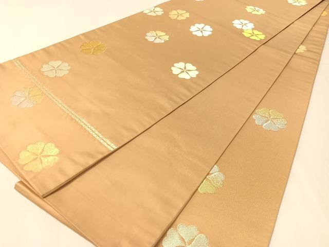 平和屋着物●龍村晋謹製 全通柄袋帯 明日櫻 金銀糸 正絹 逸品 CABK4716vp