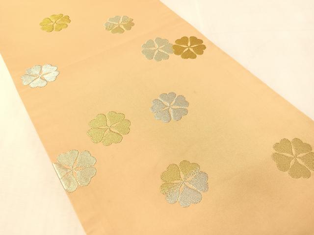 平和屋着物●龍村晋謹製 全通柄袋帯 明日櫻 金銀糸 正絹 逸品 CABK4716vp