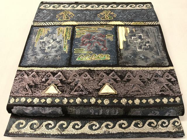 平和屋着物●螺鈿 袋帯 壁画文様 金彩 正絹 逸品 CABK4717vp
