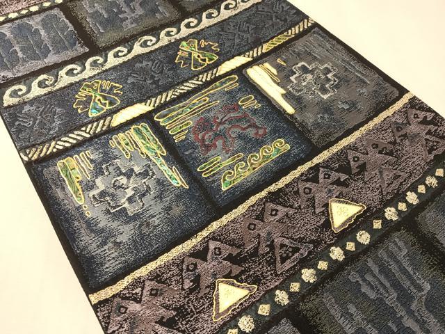 平和屋着物●螺鈿 袋帯 壁画文様 金彩 正絹 逸品 CABK4717vp