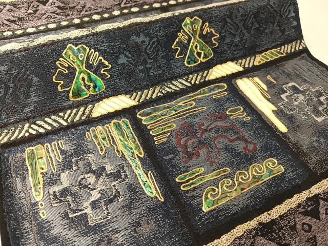 平和屋着物●螺鈿 袋帯 壁画文様 金彩 正絹 逸品 CABK4717vp