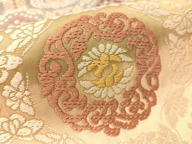 平和屋着物●六通柄袋帯 彩宝唐織 蜀鳳七蝶文 金糸 正絹 逸品 CABK4718vp