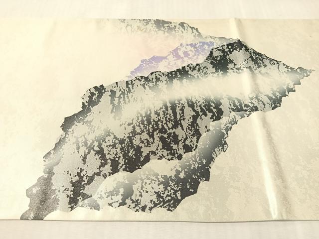 平和屋着物●太鼓柄袋帯 遠山風景文 銀糸 正絹 逸品 CABK4725vp