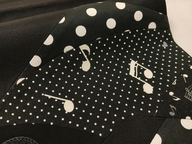 平和屋着物●太鼓柄 京袋帯 切嵌 音符 黒地 正絹 逸品 CABK4727vp