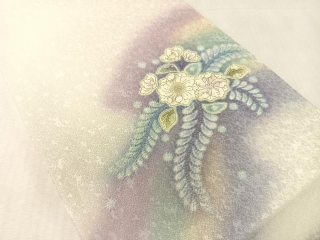 平和屋着物●ブライダルファッションデザイナー・桂由美 太鼓柄袋帯 絞り 辻が花 銀通し地 正絹 逸品 CABK4731vp