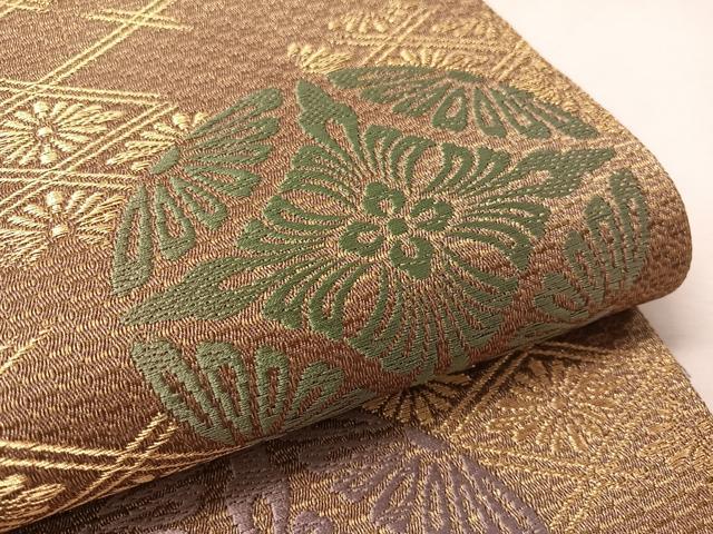 平和屋着物●六通柄袋帯 唐織 花菱丸文 金糸 正絹 逸品 CABK4742vp