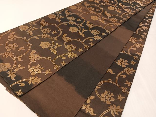 平和屋着物●全通柄 本袋帯 更紗唐草文 金糸 正絹 逸品 CABK4744vp