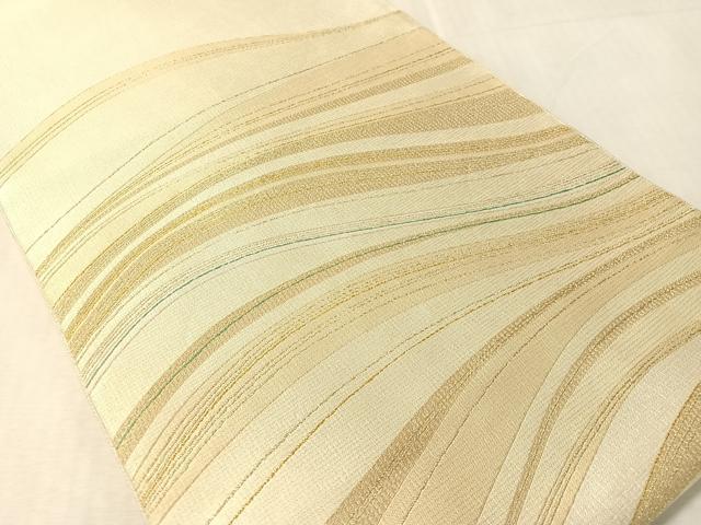 平和屋着物●六通柄袋帯 流線文 金糸 正絹 逸品 CABK4746vp