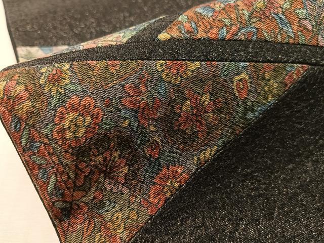 平和屋着物●太鼓柄袋帯 切嵌 更紗鳳凰文 黒地 やまと誂製 正絹 逸品 CABK4759vp