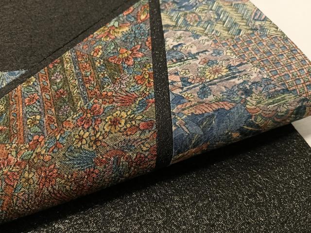 平和屋着物●太鼓柄袋帯 切嵌 更紗鳳凰文 黒地 やまと誂製 正絹 逸品 CABK4759vp