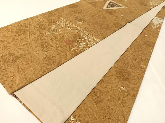 平和屋着物●伝統工芸士 京友禅染色作家 田家鬼彩 全通柄袋帯 幾何学花文 正絹 逸品 CABK4760vp