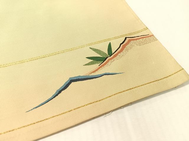 平和屋着物●爪掻き本綴れ 太鼓柄袋帯 霞草花文 金糸 正絹 逸品 CABK4766vp