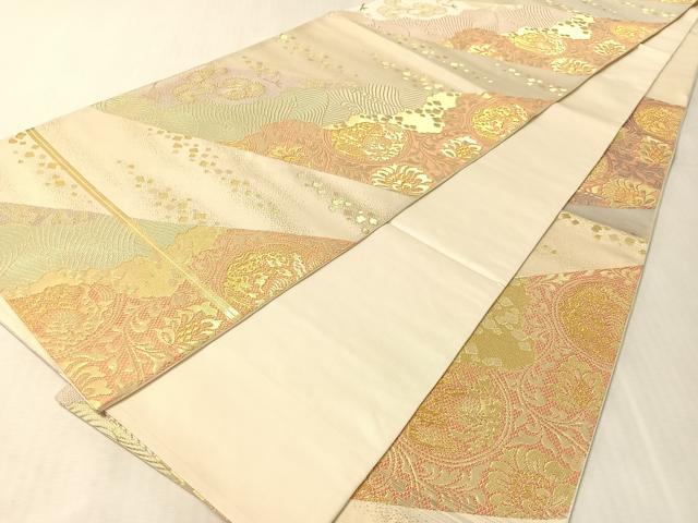 平和屋着物●西陣の名門 本家加納 六通柄袋帯 道長花鳥丸文 金糸 正絹 逸品 CABK4769vp