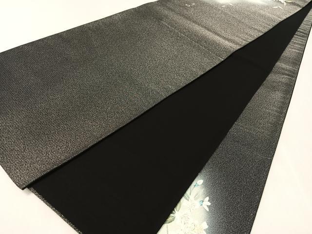 平和屋着物●友禅作家 高橋り明 太鼓柄袋帯 手描き 枝垂れ花文 黒地 銀通し地 さが美扱い 正絹 逸品 未使用 CABK4773vp