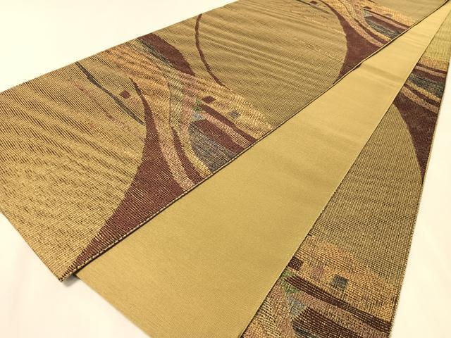 平和屋着物●六通柄袋帯 幾何学文様 金糸 正絹 逸品 CABK4776vp