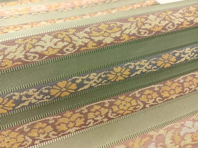 平和屋着物●六通柄袋帯 横段更紗唐草文 金銀糸 正絹 逸品 CABK4778vp