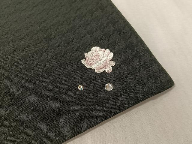 平和屋着物●太鼓柄 京袋帯 刺繍 ラインストーン バラ 黒地 CABK4779vp
