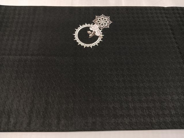 平和屋着物●太鼓柄 京袋帯 刺繍 ラインストーン バラ 黒地 CABK4779vp