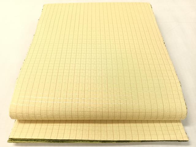 平和屋着物●両面 全通柄袋帯 紬地 京物語 間道 長尺 銀糸 反端付き 正絹 逸品 CABK4780vp
