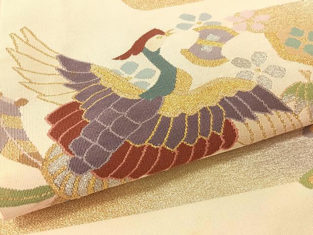 平和屋着物●爪掻き本綴れ 八寸名古屋帯 松竹梅鳳凰文 金銀糸 正絹 逸品 CABK4782vp