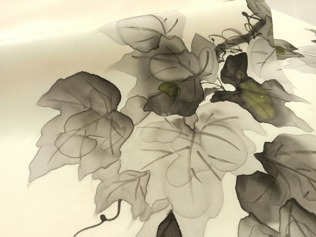 平和屋着物●塩瀬 九寸名古屋帯 作家物 蔦の葉文 正絹 逸品 CABK4786vp