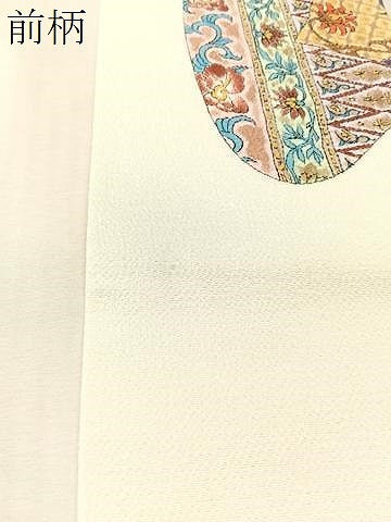 平和屋着物●九寸名古屋帯 道長更紗唐草文 金彩 鬼しぼ縮緬 正絹 逸品 CABK4789vp