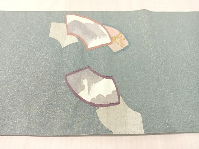 平和屋着物●爪掻き本綴れ 八寸名古屋帯 地紙霞文 金銀糸 正絹 逸品 未使用 CABK4791vp