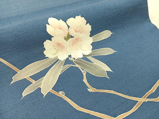 平和屋着物●九寸開き名古屋帯 友禅 作家物 紬地 枝花文 正絹 逸品 CABK4796vp