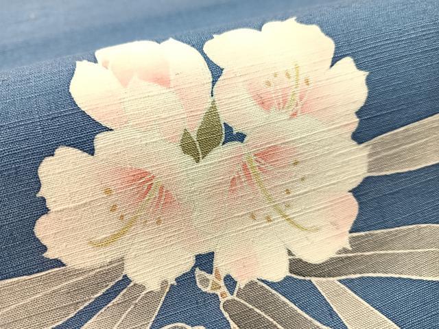 平和屋着物●九寸開き名古屋帯 友禅 作家物 紬地 枝花文 正絹 逸品 CABK4796vp