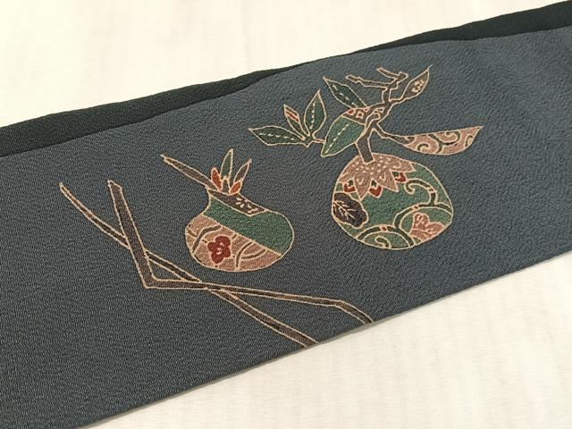 平和屋着物●九寸名古屋帯 作家物 成り物 鬼しぼ縮緬 正絹 逸品 CABK4798vp