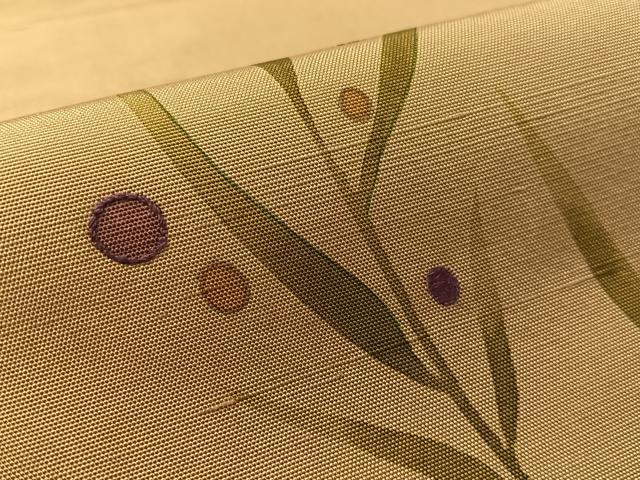 平和屋着物●九寸名古屋帯 紬地 刺繍 露草文 正絹 逸品 CABK4800vp