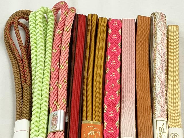 平和屋着物●和装小物 帯締め10本セット 高麗組 唐組 冠組 金糸 逸品 未使用 CABK4807qe
