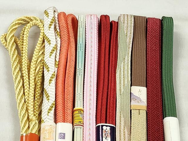 平和屋着物●和装小物 帯締め10本セット 高麗組 冠組 奈良組 礼装用 金糸 逸品 未使用 CABK4827qe