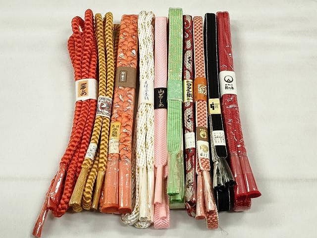 平和屋着物●和装小物 帯締め10本セット 高麗組 笹浪組 礼装用 金糸 やまと誂製 鈴乃屋扱い 逸品 未使用 CABK4834qe